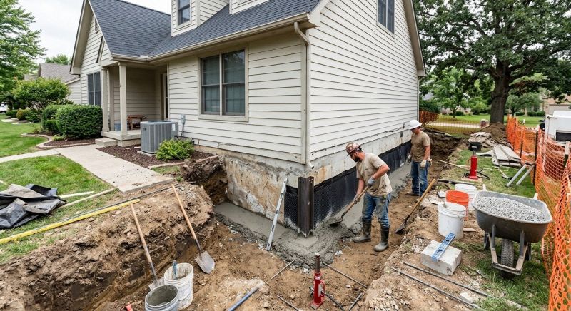 Our team working on Foundation Repair projects in Wake County, NC