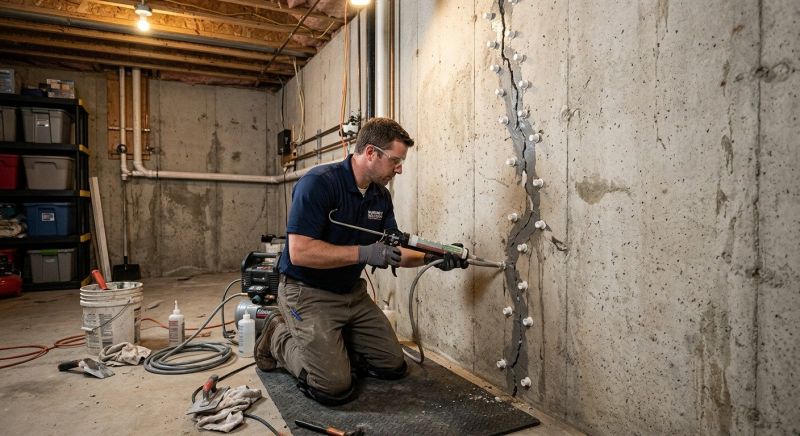 Basement Crack Repair in Wake County, NC