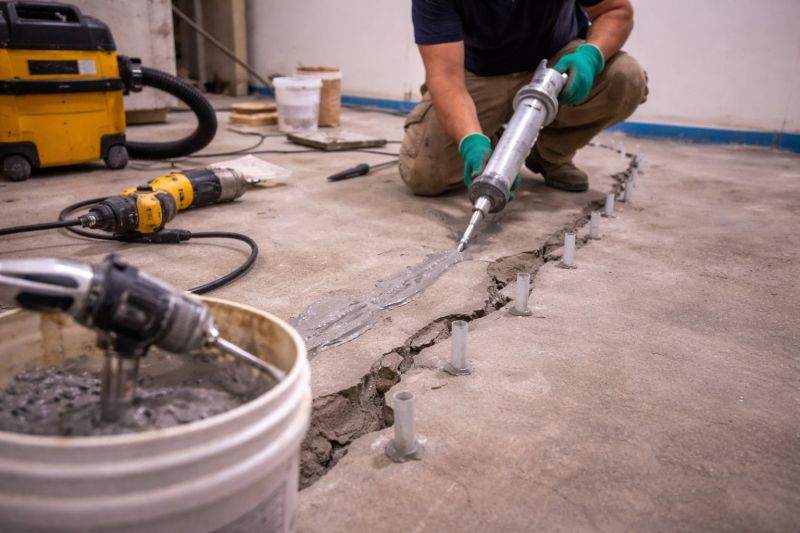 Cracked Basement Floor Repair in Wake County, NC